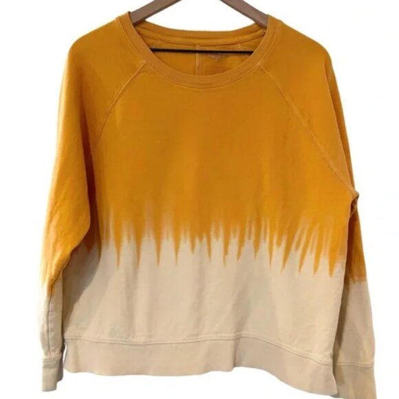 ATHLETA SUNDOWN DIP DYE Crew Neck SWEATSHIRT Abyssinian Yellow Size M 8 10 - Picture 3 of 3